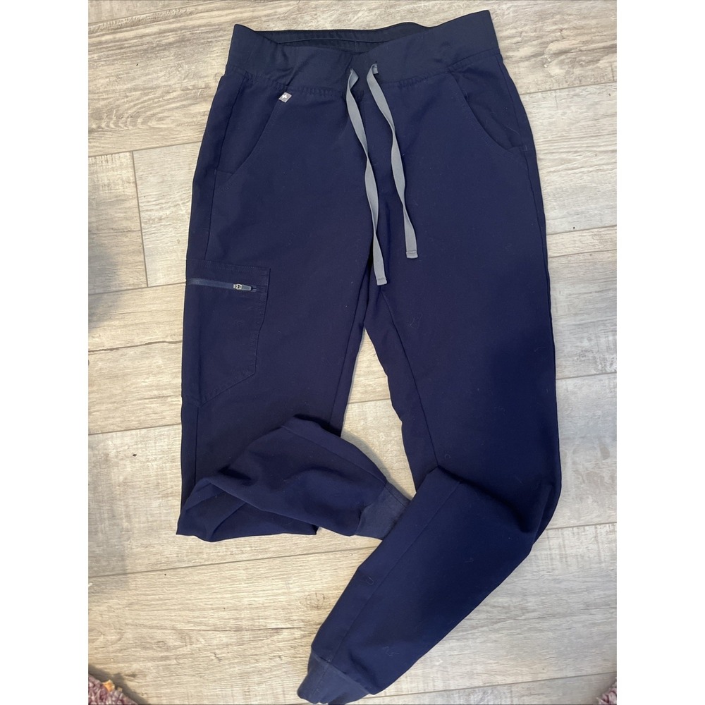 Figs Womens Sz XS Zamora Joggers Scrub Pants  Blue Medical Zip Pocket